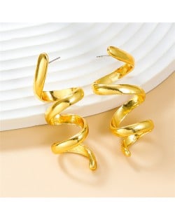 Fashion Thread Design Wholesale Alloy Women Earrings - Golden