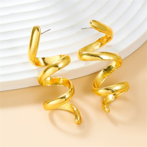 Fashion Thread Design Wholesale Alloy Women Earrings - Golden