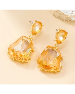 Geometric Stone Shape Design Fashion Wholesale Women Party Dangle Earrings - Golden