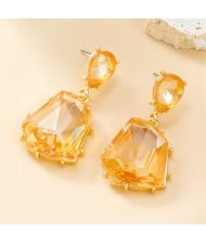 Geometric Stone Shape Design Fashion Wholesale Women Party Dangle Earrings - Golden