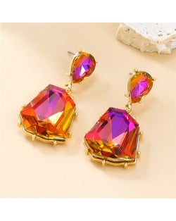 Geometric Stone Shape Design Fashion Wholesale Women Party Dangle Earrings - Rose