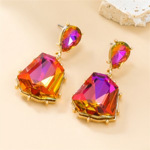 Geometric Stone Shape Design Fashion Wholesale Women Party Dangle Earrings - Rose