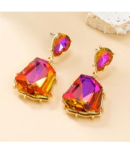 Geometric Stone Shape Design Fashion Wholesale Women Party Dangle Earrings - Rose