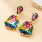 Geometric Stone Shape Design Fashion Wholesale Women Party Dangle Earrings - Green