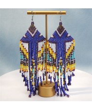 Bohemian Mini Beads Royal Fashion Wholesale Women Tassel Earrings - Blue