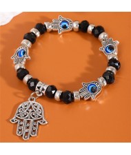 Evil Eye Magic Hands Vintage Beads Fashion Wholesale Alloy Bracelet - Black