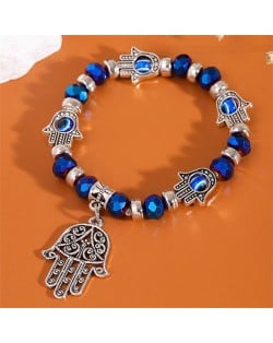 Evil Eye Magic Hands Vintage Beads Fashion Wholesale Alloy Bracelet - Blue