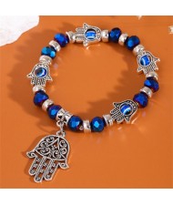 Evil Eye Magic Hands Vintage Beads Fashion Wholesale Alloy Bracelet - Blue