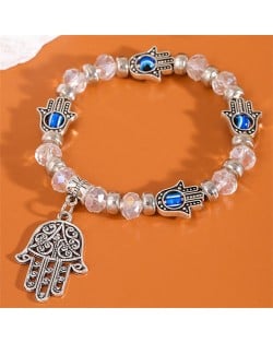 Evil Eye Magic Hands Vintage Beads Fashion Wholesale Alloy Bracelet - Transparent