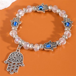 Evil Eye Magic Hands Vintage Beads Fashion Wholesale Alloy Bracelet - Transparent