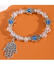 Evil Eye Magic Hands Vintage Beads Fashion Wholesale Alloy Bracelet - Transparent