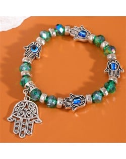 Evil Eye Magic Hands Vintage Beads Fashion Wholesale Alloy Bracelet - Green