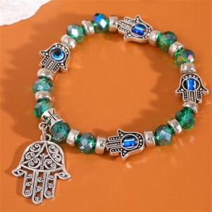 Evil Eye Magic Hands Vintage Beads Fashion Wholesale Alloy Bracelet - Green