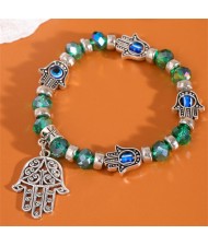 Evil Eye Magic Hands Vintage Beads Fashion Wholesale Alloy Bracelet - Green