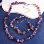 Ethnic Style Gravel Texture Wholesale Fashionable Women Costume Necklace and Earrings Set - Purple