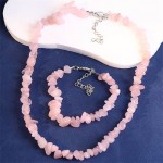 Ethnic Style Gravel Texture Wholesale Fashionable Women Costume Necklace and Earrings Set - Pink