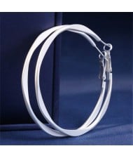 Simple Matte Large Hoop Bold Fashion Wholesale Women Earrings - Silver