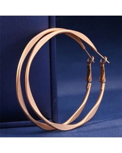 Simple Matte Large Hoop Bold Fashion Wholesale Women Earrings - Golden