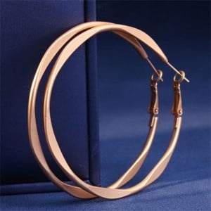 Simple Matte Large Hoop Bold Fashion Wholesale Women Earrings - Golden