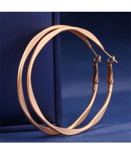 Simple Matte Large Hoop Bold Fashion Wholesale Women Earrings - Golden