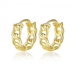 Simple Design Hollow-out Chain Business Style Wholesale Fashion 925 Sterling Silver Mini Hoop Earrings