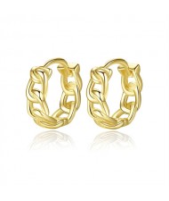 Simple Design Hollow-out Chain Business Style Wholesale Fashion 925 Sterling Silver Mini Hoop Earrings