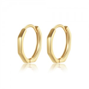 Simple Hexagon Design Business Style Wholesale Fashion 925 Sterling Silver Mini Hoop Earrings