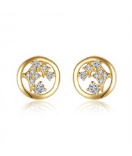 Bling Cubic Zirconia Star Round Design Business Style Wholesale Fashion 925 Sterling Silver Mini Stud Earrings