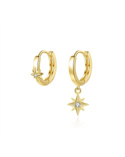 Twinkle Hexagram Star Asymmetrical Design Women Wholesale 925 Sterling Silver Earrings