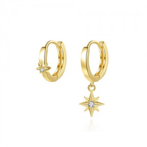 Twinkle Hexagram Star Asymmetrical Design Women Wholesale 925 Sterling Silver Earrings