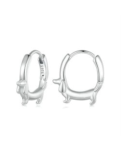 Fine Jewelry Animal Theme Cute Dog Design Women Wholesale 925 Sterling Silver Hoop Earrings