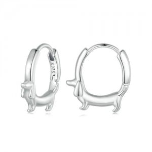 Fine Jewelry Animal Theme Cute Dog Design Women Wholesale 925 Sterling Silver Hoop Earrings