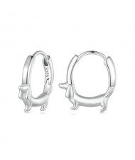 Fine Jewelry Animal Theme Cute Dog Design Women Wholesale 925 Sterling Silver Hoop Earrings