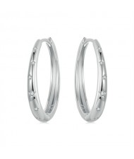 Bling Stars Classic Simple Hoop Design Women Wholesale 925 Sterling Silver Earrings