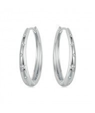 Bling Stars Classic Simple Hoop Design Women Wholesale 925 Sterling Silver Earrings