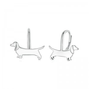 Animal Element Cute Sausage Dog Design Women Ear Clip Wholesale 925 Sterling Silver Earrings