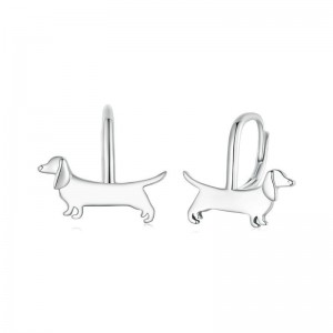 Animal Element Cute Sausage Dog Design Women Ear Clip Wholesale 925 Sterling Silver Earrings