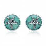 Fashion Starfish Design Green Oil-spot Glaze Women Ear Studs Wholesale 925 Sterling Silver Earrings