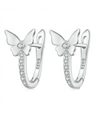 Fashion Insect Theme Element Butterfly Design Women Ear Clips Wholesale 925 Sterling Silver Earrings