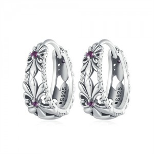 Vintage Hollow-out Flower Design Ear Clips Women Wholesale 925 Sterling Silver Earrings