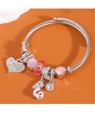 Heart and Mermaid Vintage Beads Fashion Wholesale Alloy Bracelet - Pink