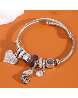 Heart and Mermaid Vintage Beads Fashion Wholesale Alloy Bracelet - Brown