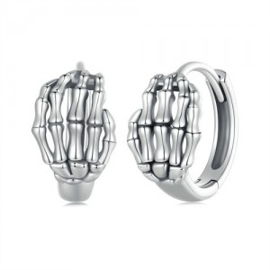 Vintage Skull Hand Design Mini Ear Clips Women Wholesale 925 Sterling Silver Earrings