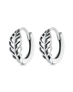 Vintage Hollow-out Leaf Design Mini Ear Clips Women Wholesale 925 Sterling Silver Earrings