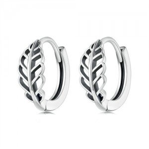 Vintage Hollow-out Leaf Design Mini Ear Clips Women Wholesale 925 Sterling Silver Earrings