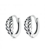 Vintage Hollow-out Leaf Design Mini Ear Clips Women Wholesale 925 Sterling Silver Earrings