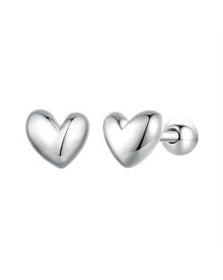 Simple Design Mini Heart Design Ear Studs Women Wholesale 925 Sterling Silver Earrings - Silver