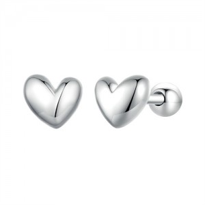 Simple Design Mini Heart Design Ear Studs Women Wholesale 925 Sterling Silver Earrings - Silver