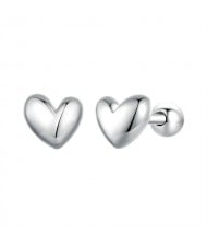 Simple Design Mini Heart Design Ear Studs Women Wholesale 925 Sterling Silver Earrings - Silver