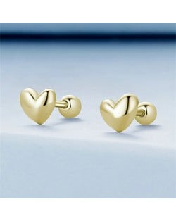 Simple Design Mini Heart Design Ear Studs Women Wholesale 925 Sterling Silver Earrings - Golden